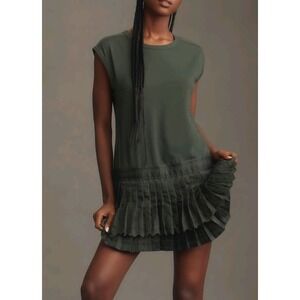 Daily Practice by Anthropologie Solid Set Mini Dress Small Dark Green NWT‎